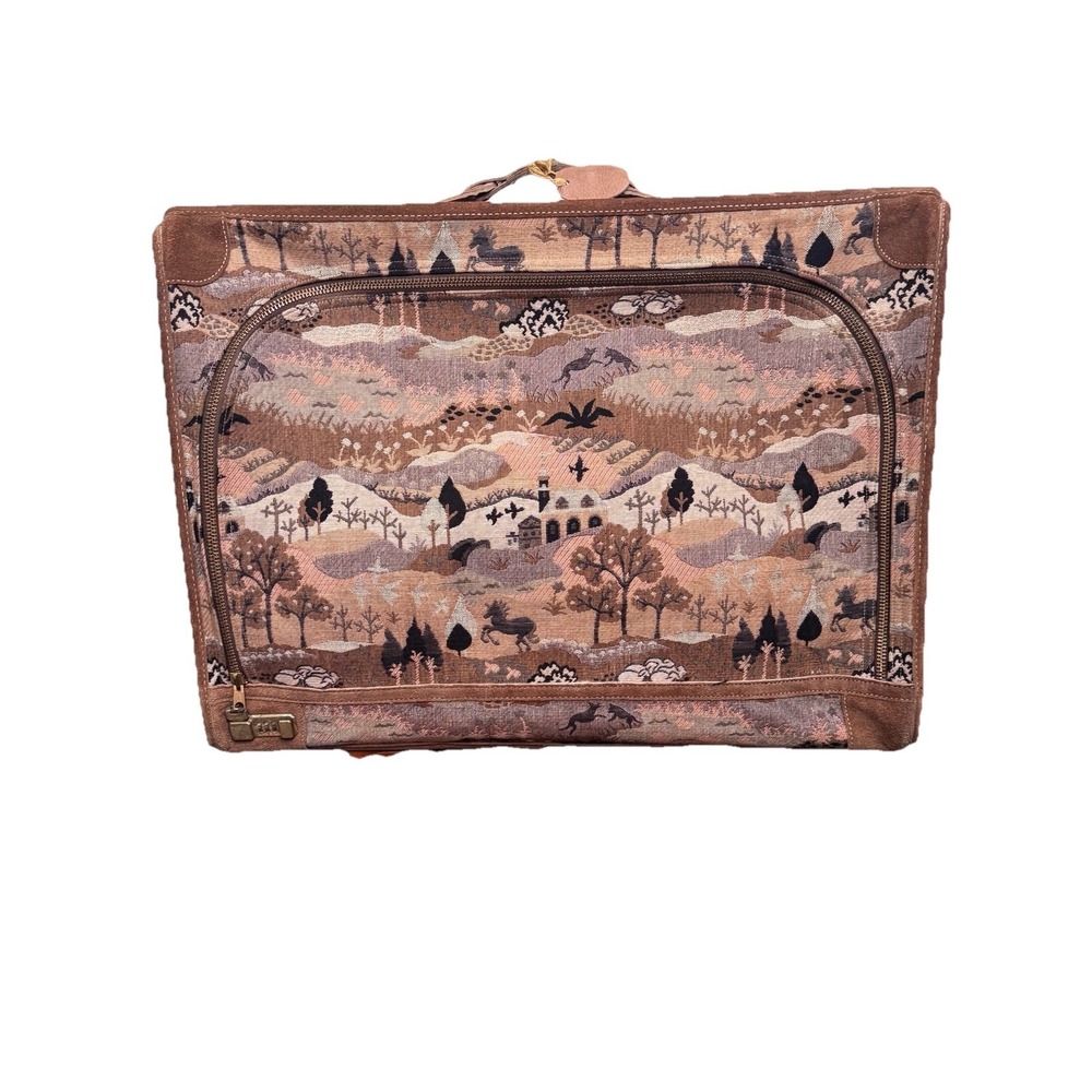 The French Company 28" Luggage Suitcase VNG Suede Floral MCM tapestry Lock Cut‎